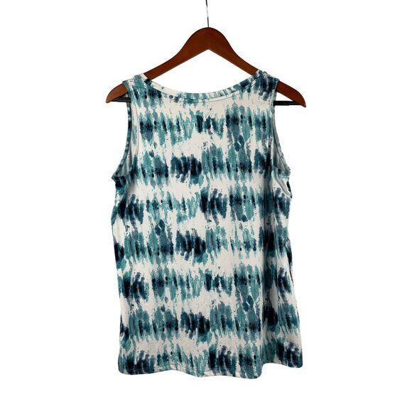 AnyBody Watercolor Print Sleeveless Tank & Cropped Pants Lounge Set S - Picture 3 of 9